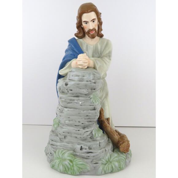 Large Jesus Praying Ceramic Figurine 12” Religious Statue Glazed Christian Decor - Picture 7 of 12